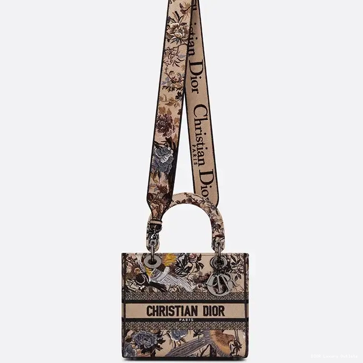 Cheap Lady Beige Canvas Jardin D-lite Medium Motif Bag d'Hiver 0703 Luxury
